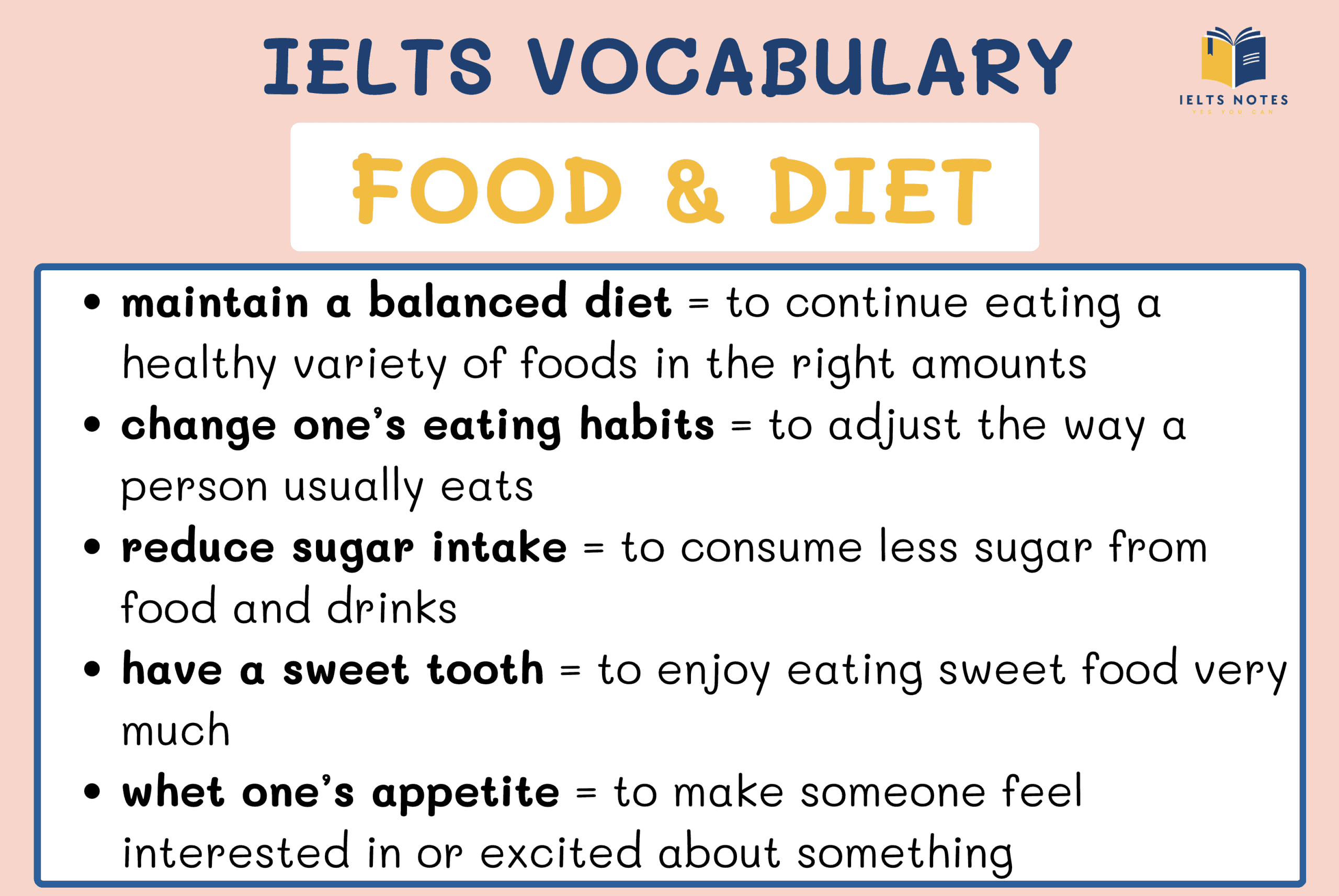 IELTS Food and Diet Vocabulary for Speaking and Writing